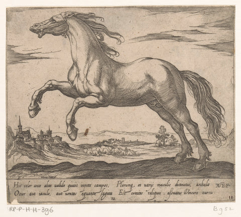 Galloping a horse to the left, Antonio Tempesta, 1590 Canvas Print