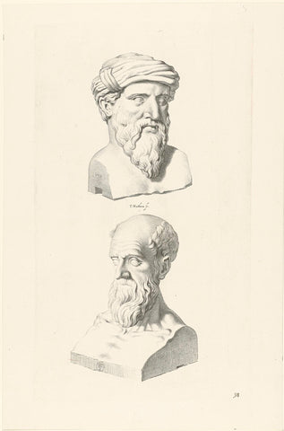 Busts of Antisthenes and Cleisthenes, Theodor Matham, 1640 Canvas Print