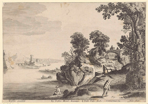 River landscape with travellers on landweg, Jan van de Velde (II), 1728 - 1761 Canvas Print