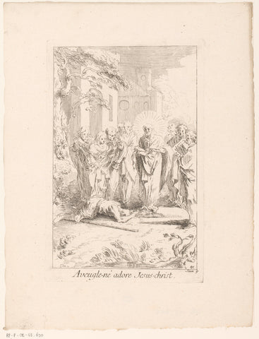 Blindgeborene aanbidt Christus, Gabriel Huquier, 1705 - in or before 1732 Canvas Print