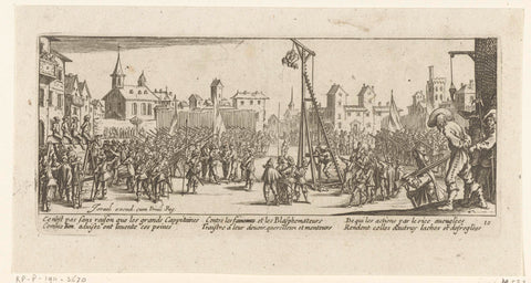 Strafmaatregelen: de wipgalg, Jacques Callot, 1677–1690 Canvas Print