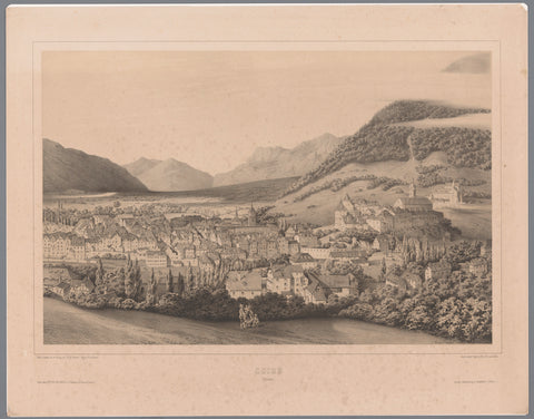 View of Chur in Graubünden, Théodore Achille Louis Dumoncel, 1847 Canvas Print