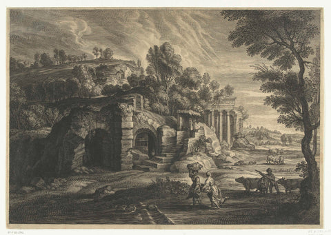 Landscape with ruins, Schelte Adamsz. Bolswert, 1596 – 1659 Canvas Print