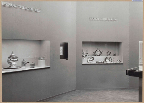 Room with display cases with silver, c. 1961 Canvas Print