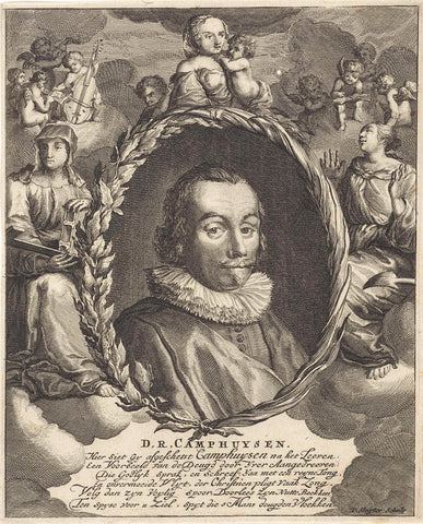 Portrait of Dirck Rafaelsz. Camphuysen, Pieter Sluyter, 1696 - 1713 Canvas Print