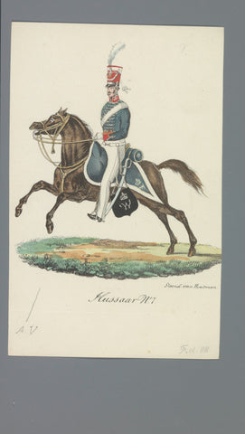 Hussaar No. 7, Albertus Verhoesen, 1835 - 1850 Canvas Print