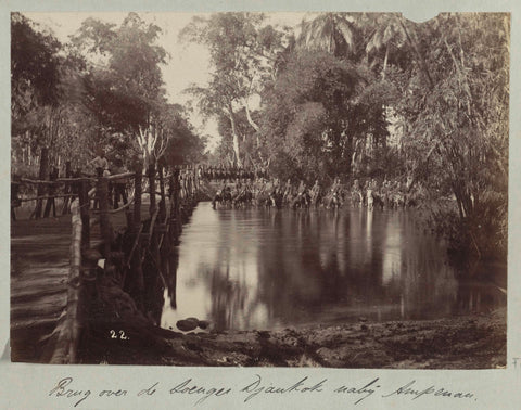 Bridge over the Soengei Djankok near Ampenan during the Lombok expedition 1894, Christiaan Johan Neeb (attributed to), in or after 1894 Canvas Print