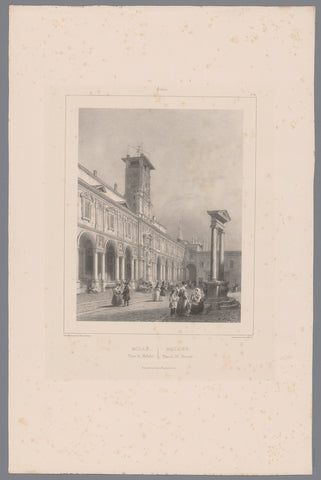 View of Piazza Mercanti in Milan, Isodore-Laurent Deroy, 1838 - 1841 Canvas Print