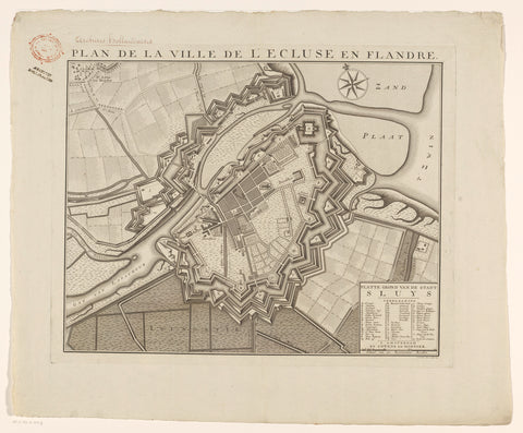 Fortress map of Sluis, Frans de Bakker, 1748 Canvas Print