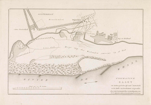 Map of dike breach under Oosterhout, 1809, anonymous, 1809 Canvas Print