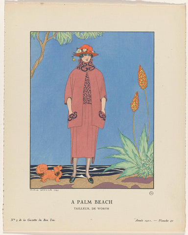 Gazette du Bon Ton, 1921 - No. 5, Pl. 40: A palm beach / Tailor, de Worth, George Barbier, 1921 Canvas Print