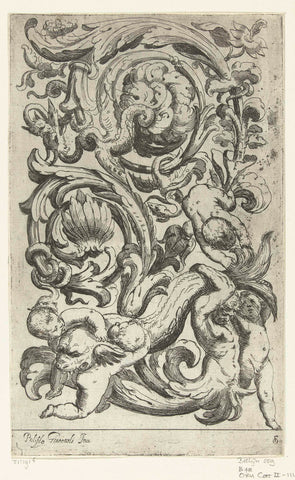 Dolfijn ondersteund door vier kinderen en een triton, Odoardo Fialetti, c. 1625 Canvas Print