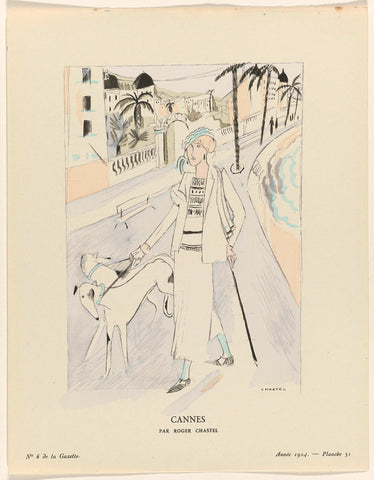 Gazette du Bon Ton. Art- Modes & Frivolités, 1924 - No. 6 : Cannes / By Roger Chastel, Martin, 1924 Canvas Print