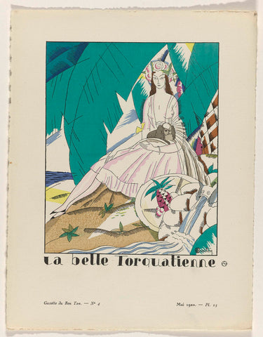 Gazette du Bon Ton, 1920 - No. 4, Pl. 25: La belle torquatienne, Charles Martin, 1920 Canvas Print