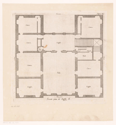 Floor plan of the first floor of the villa Pallavicino delle Peschiere in Genoa, Nicolaes Ryckmans, 1622 Canvas Print