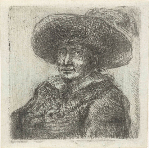 Man with round hat with feather, Jan Chalon, 1748 - 1795 Canvas Print