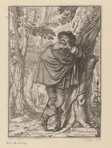 James Howell leaned against a tree, Claude Mellan, 1641 Canvas Print