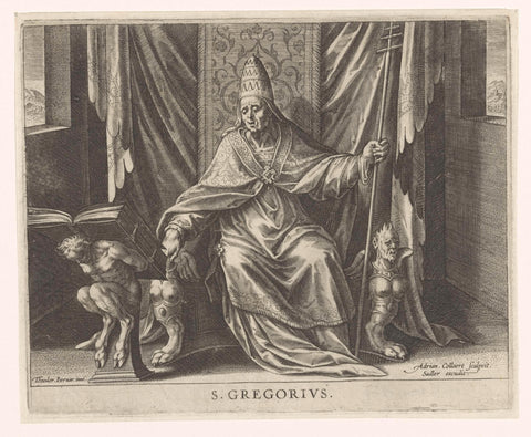 Kerkvader Gregorius, Adriaen Collaert, c. 1570 - c. 1590 Canvas Print
