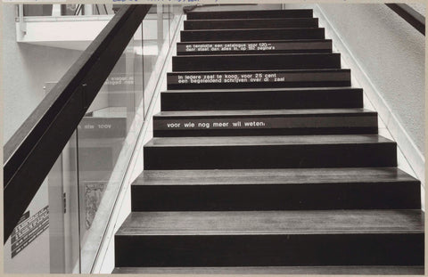 Staircase with on the steps information about the price of the catalogue and of the leaflet of the exhibition, c. 1975 Canvas Print