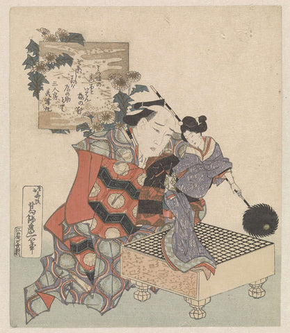 Een poppenspeler met pop en gô speelbord, Katsushika Hokusai, c. 1890 - c. 1900 Canvas Print