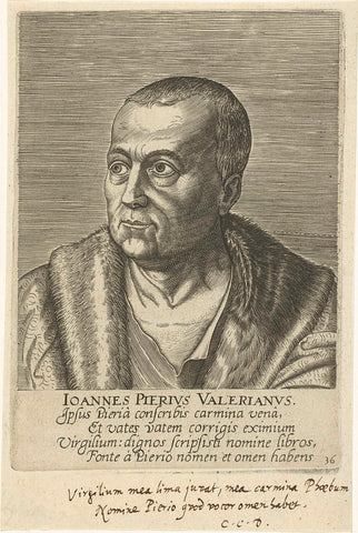 Portrait of Gaimpietro Valeriano, Philips Galle, 1587 - 1606 Canvas Print