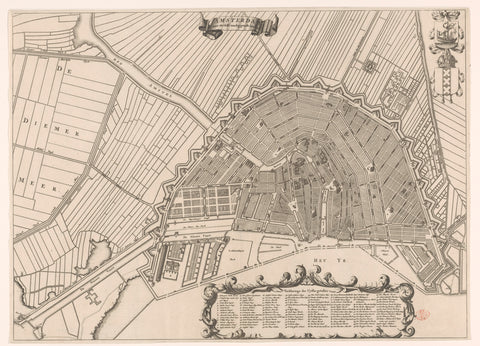 Map of Amsterdam and surrounding areas, anonymous, 1693 - 1694 Canvas Print