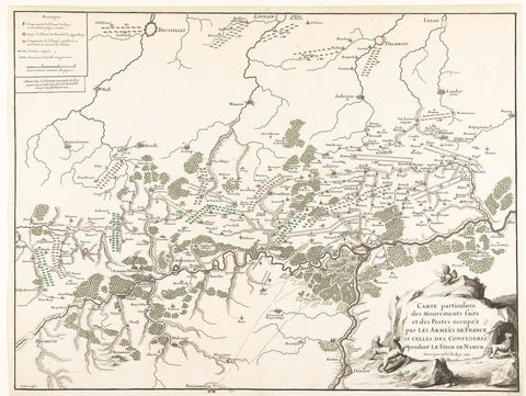 Map of the area around the city of Namur, besieged by the French army, 1692, Robert Cordier, 1692 Canvas Print