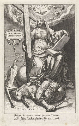 Christian Religion (Religio Christiana) overcomes Idolatry (Idolatria), Johann Sadeler (I), 1579 Canvas Print