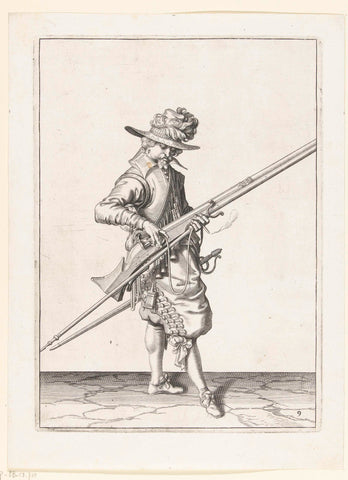 Soldaat die de lont op de haan van zijn musket de juiste plek en vorm geeft, Jacob de Gheyn (II) (workshop of), 1597 - 1607 Canvas Print