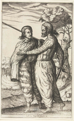 Two Germanen with wide trousers, figura X, Nicolaes van Geelkercken (attributed to), 1614 - 1616 Canvas Print