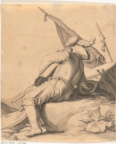 Resting soldier, Frederick Bloemaert, c. 1650 - c. 1700 Canvas Print