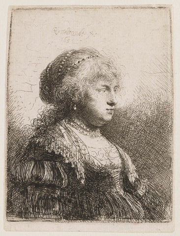 Saskia with Pearls in her Hair, Rembrandt van Rijn, 1634 Canvas Print