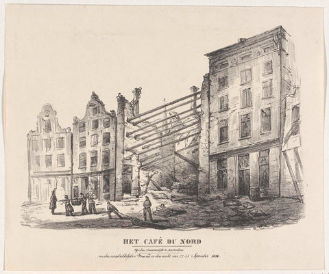 Burnt out Café du Nord on the Nieuwendijk, 1836, anonymous, 1836 Canvas Print
