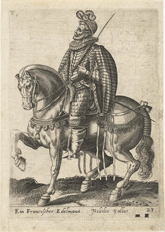 French nobleman on horseback, Abraham de Bruyn (attributed to), 1577 Canvas Print