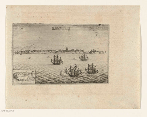 Ships at the island hormoz, 1629, Adriaen Matham (attributed to), 1646 Canvas Print