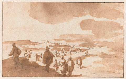 Two Sketches of Figures on the Dunes near Scheveningen, Jan de Bisschop, 1660 Canvas Print