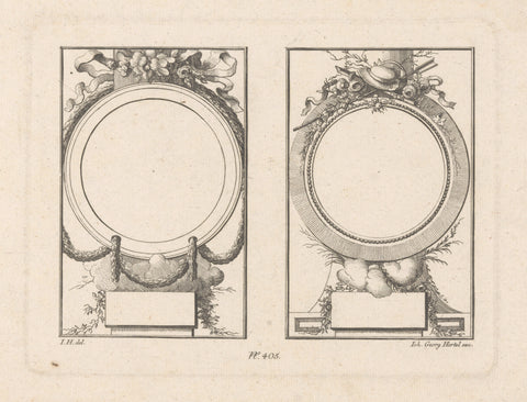 Two round frames, anonymous, 1758 - 1800 Canvas Print