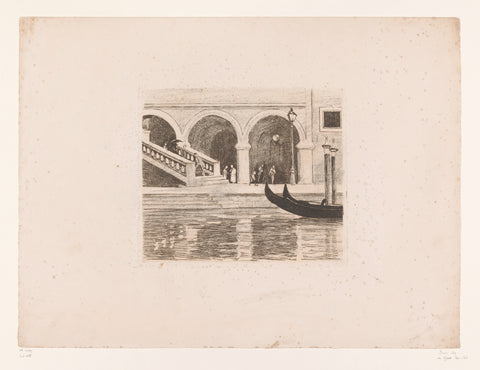 Canal in Venice with a gondola and the stairs to the Rialto Bridge, Willem Witsen, c. 1914 - c. 1919 Canvas Print