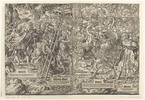 Battle between the heavenly and hellish hosts, Bernard of Orley (school or), c. 1530 Canvas Print