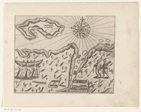 Map of the rivermond with the town of Kola, 1597, anonymous, 1615 - 1617 Canvas Print