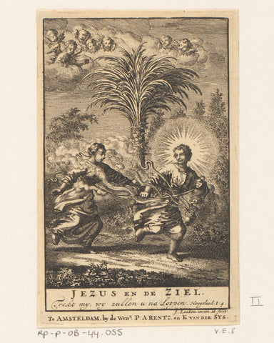 Christ draws the personified soul running on, Jan Luyken, 1704 - 1714 Canvas Print