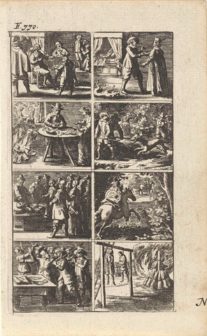 Story with depictions of murder and death penalty (F. 770.), Abraham Dircksz. Santvoort, 1667 Canvas Print