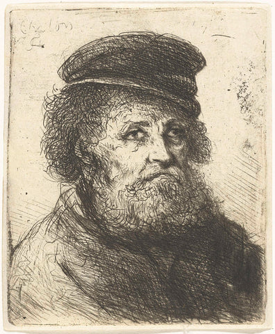 Old man with beard and cap, Jan Chalon, 1748 - 1795 Canvas Print