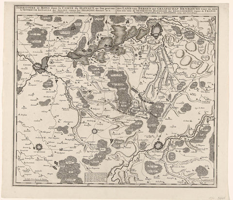 Map with the Battle of Malplaquet, 1709, anonymous, 1709 Canvas Print