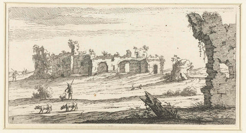 Landscape with ruins, Jacques Callot (possibly), 1621 - 1672 Canvas Print