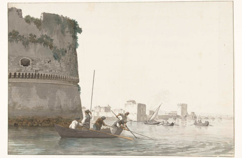 Mussel Fishermen on Mare Piccolo near the Fortifications of Taranto, Louis Ducros, 1778 Canvas Print