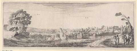 Gezelschap in een weids landschap met Haarlem aan de horizon, Jan van de Velde (II), 1603 - 1641 Canvas Print