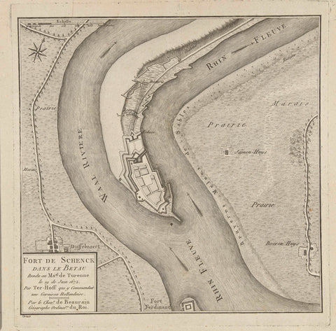 Map of the fort Schenckenschans, conquered by the French in 1672, Groux, 1780 - 1782 Canvas Print