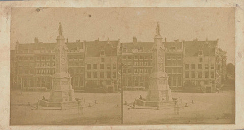 Dam in Amsterdam with in the middle Naatje (the Monument in memory of the Volksgeest of 1830-1831), Pieter Oosterhuis, c. 1856 - before 1859 Canvas Print