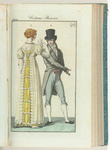 Journal des Dames et des Modes, editie Frankfurt 23 October 1808, Costume Parisien (43), Friedrich Ludwig Neubauer, 1808 Canvas Print